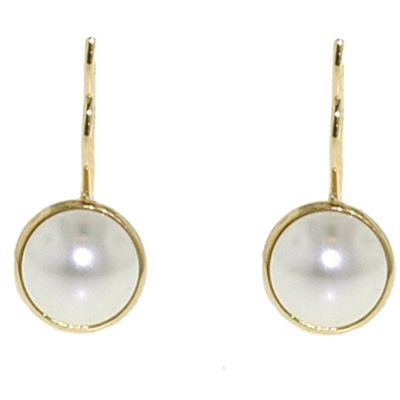 Bouton pearl & gold leverback earrings